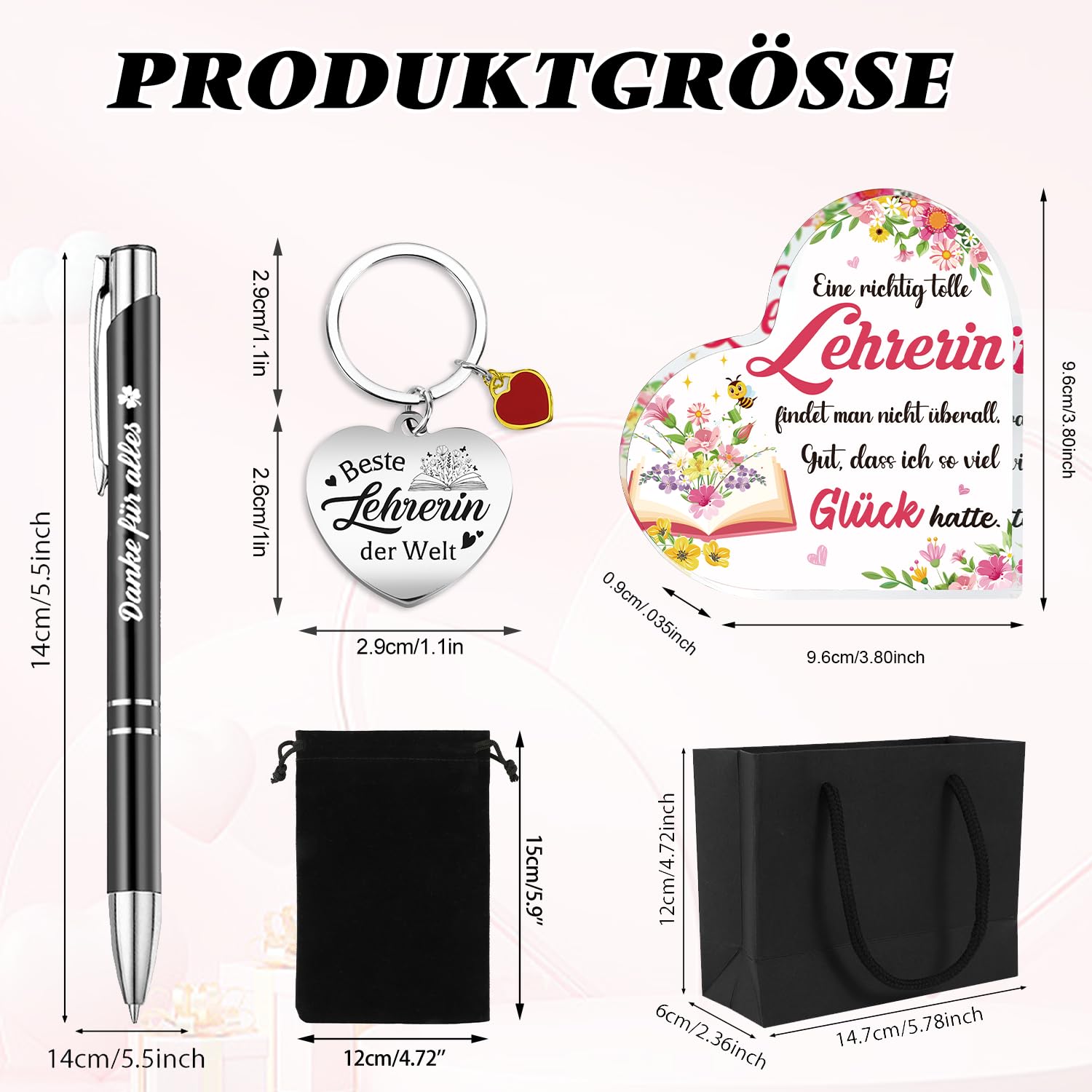 howaf-lehrerin-abschiedsgeschenk-set-herz-deko-3-teilig-gravur image 2