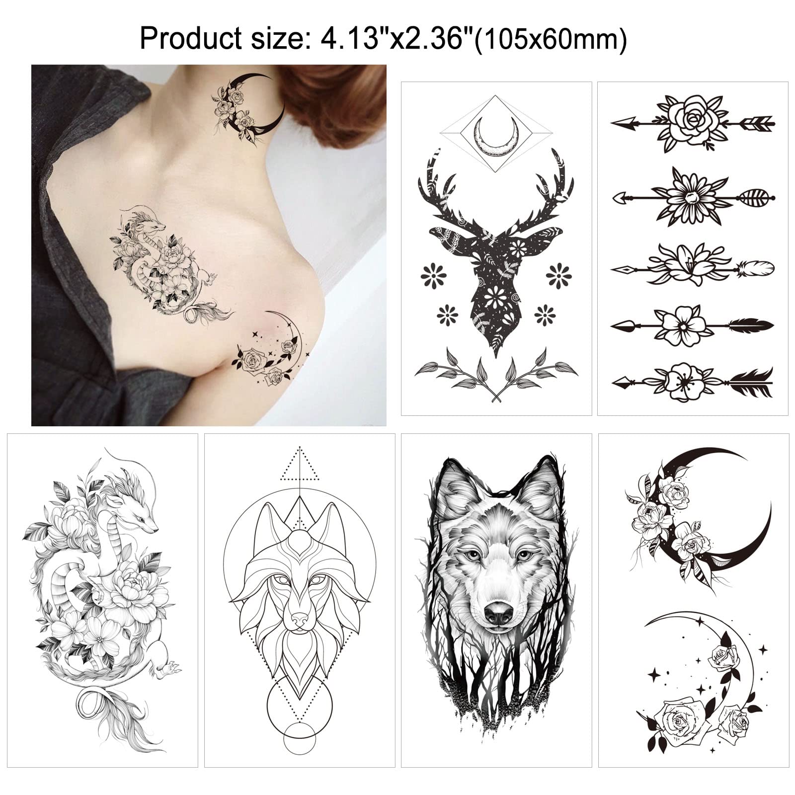 howaf-temporary-tattoos-klebetattoos-30-blatt-schwarz-schmetterling image 5