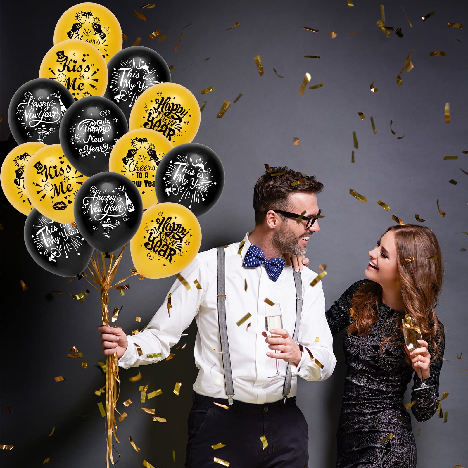 howaf-silvester-deko-2027-ballons-set-schwarz-gold-42-teilig image 6