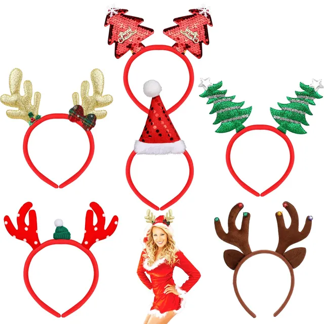 howaf-haarreif-weihnachten-6-st-ck-haarschmuck-tannenbaum-rentier image 1