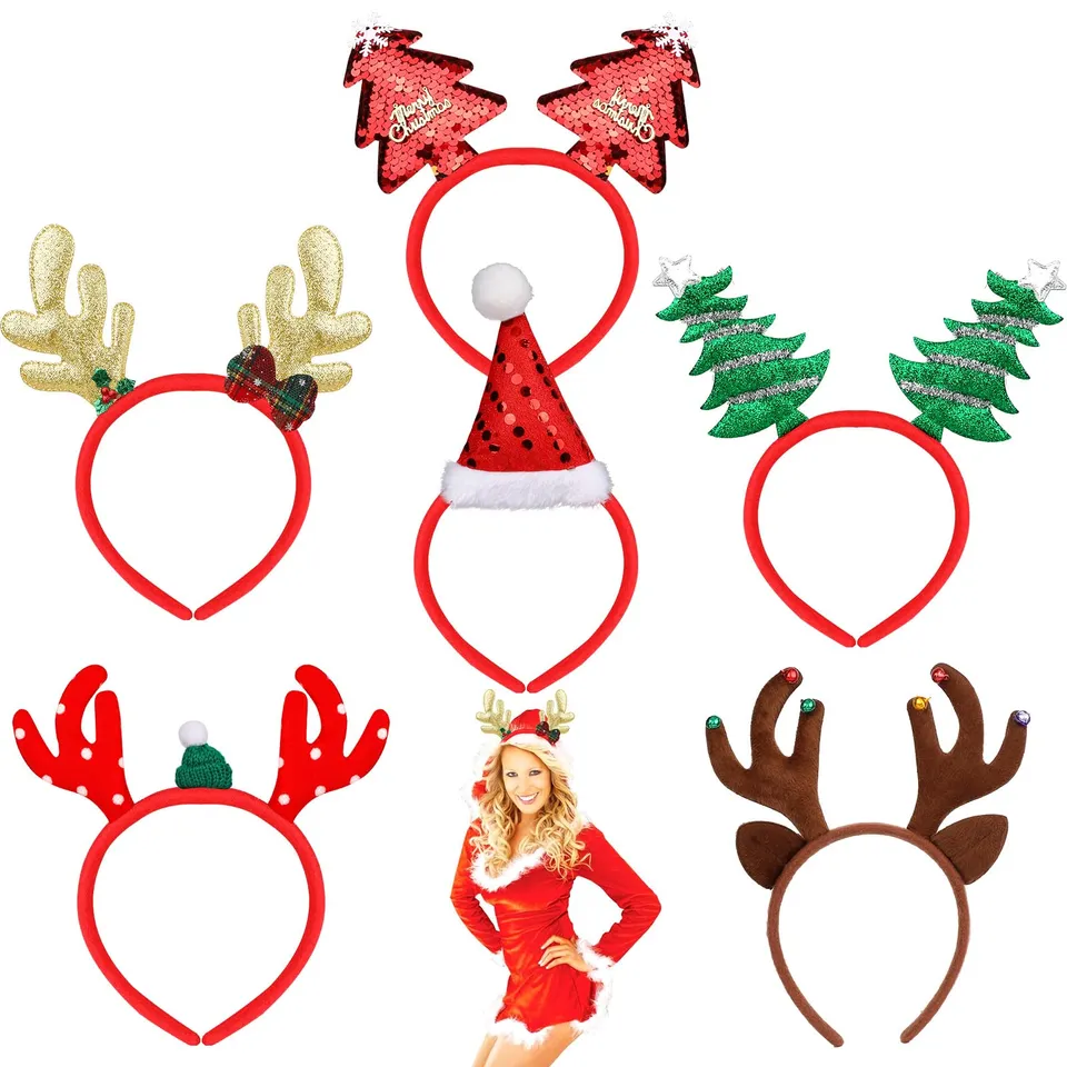 howaf-haarreif-weihnachten-6-st-ck-haarschmuck-tannenbaum-rentier image 1