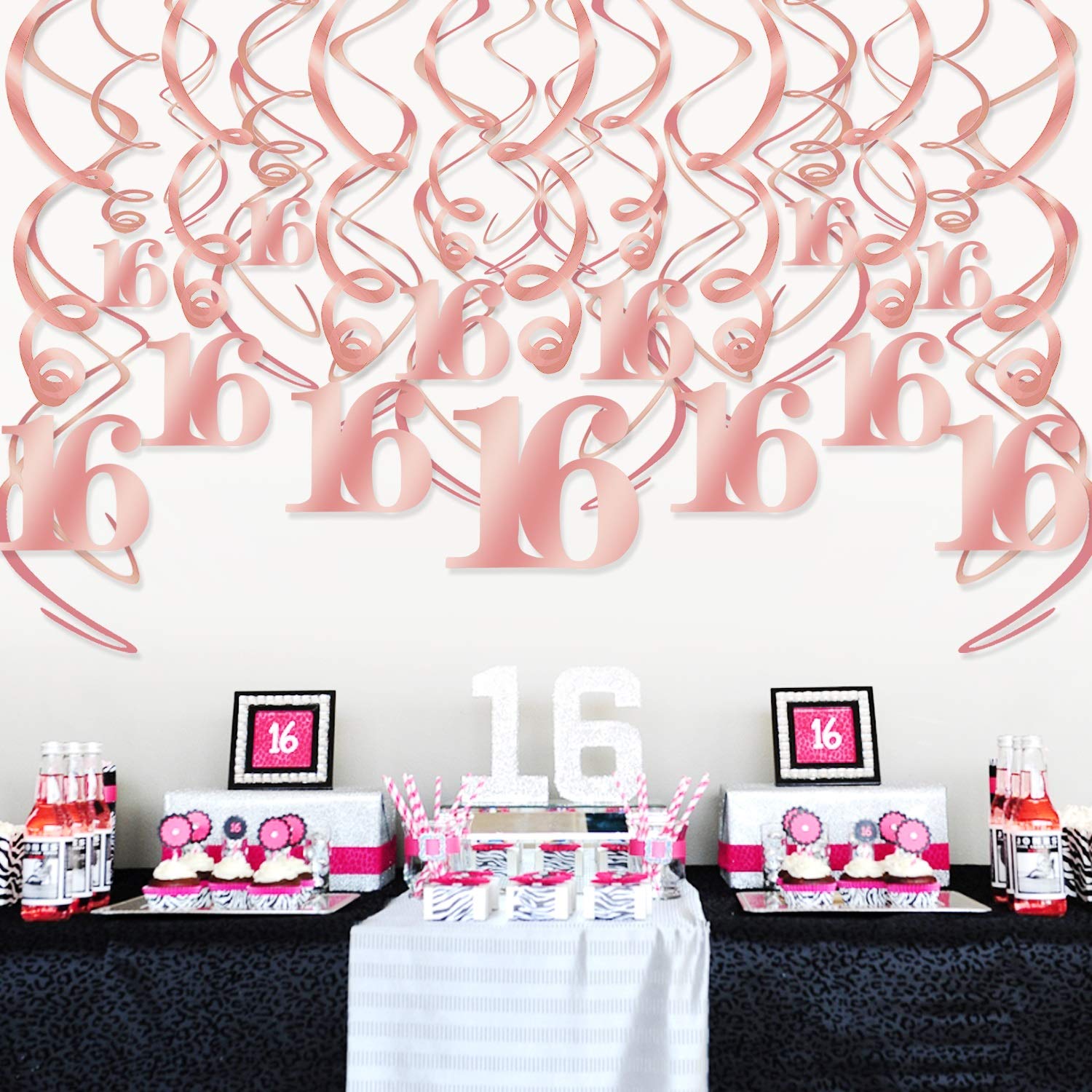 howaf-16-geburtstag-deko-m-dchen-rose-gold-h-ngedeko-set image 4