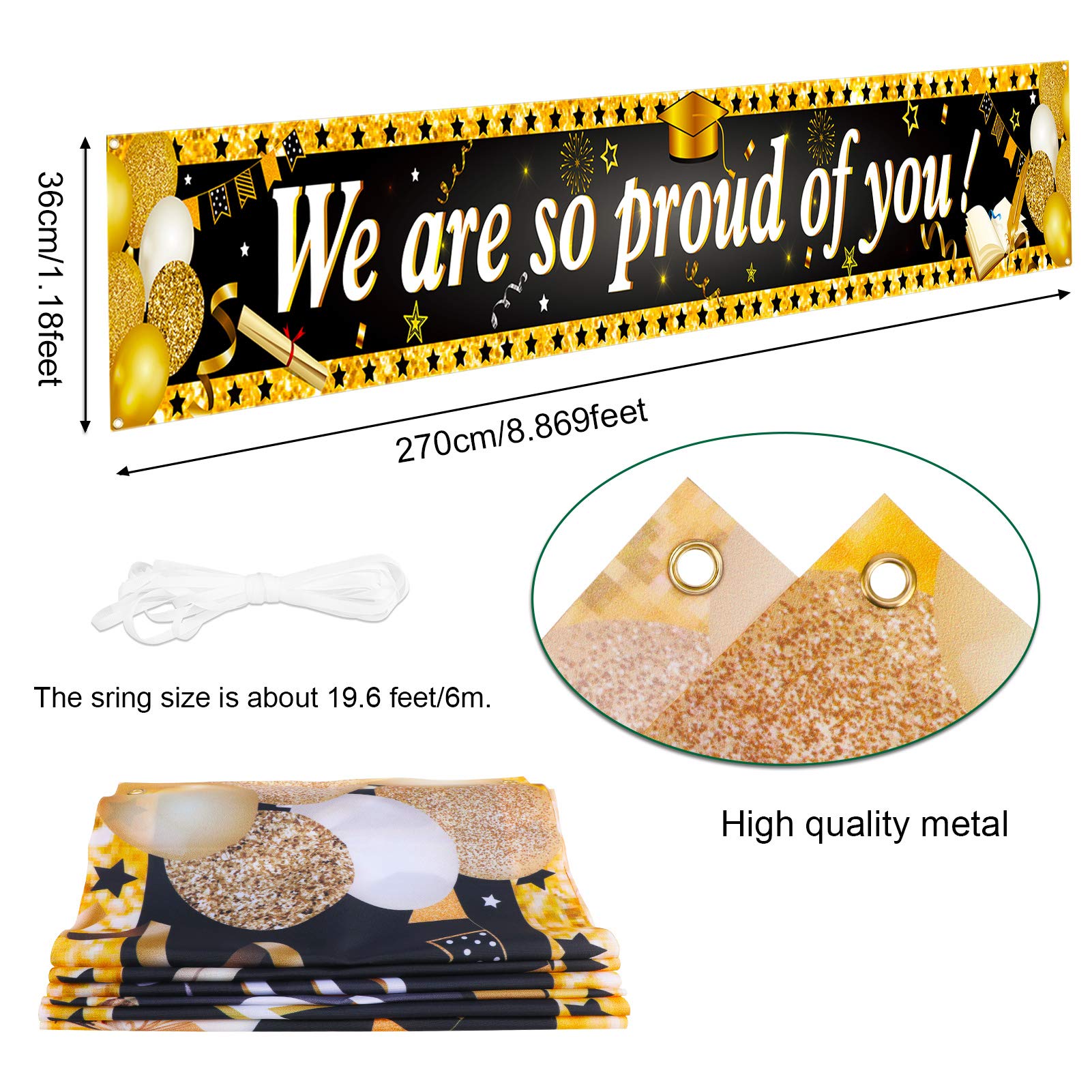 howaf-we-are-so-proud-of-you-banner-abschluss-schwarz-gold-270-cm image 2