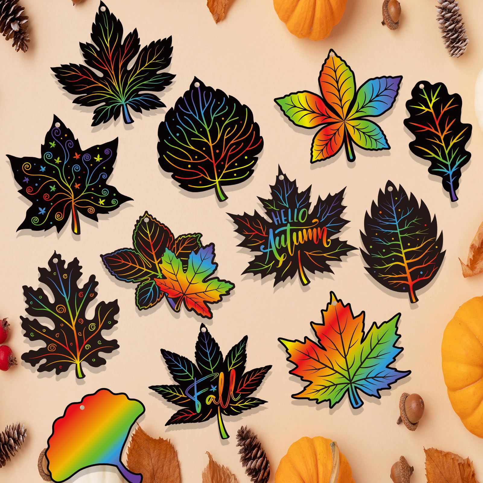 howaf-herbst-kratzbilder-36tlg-kratzpapier-bl-tter-mit-stiften image 6