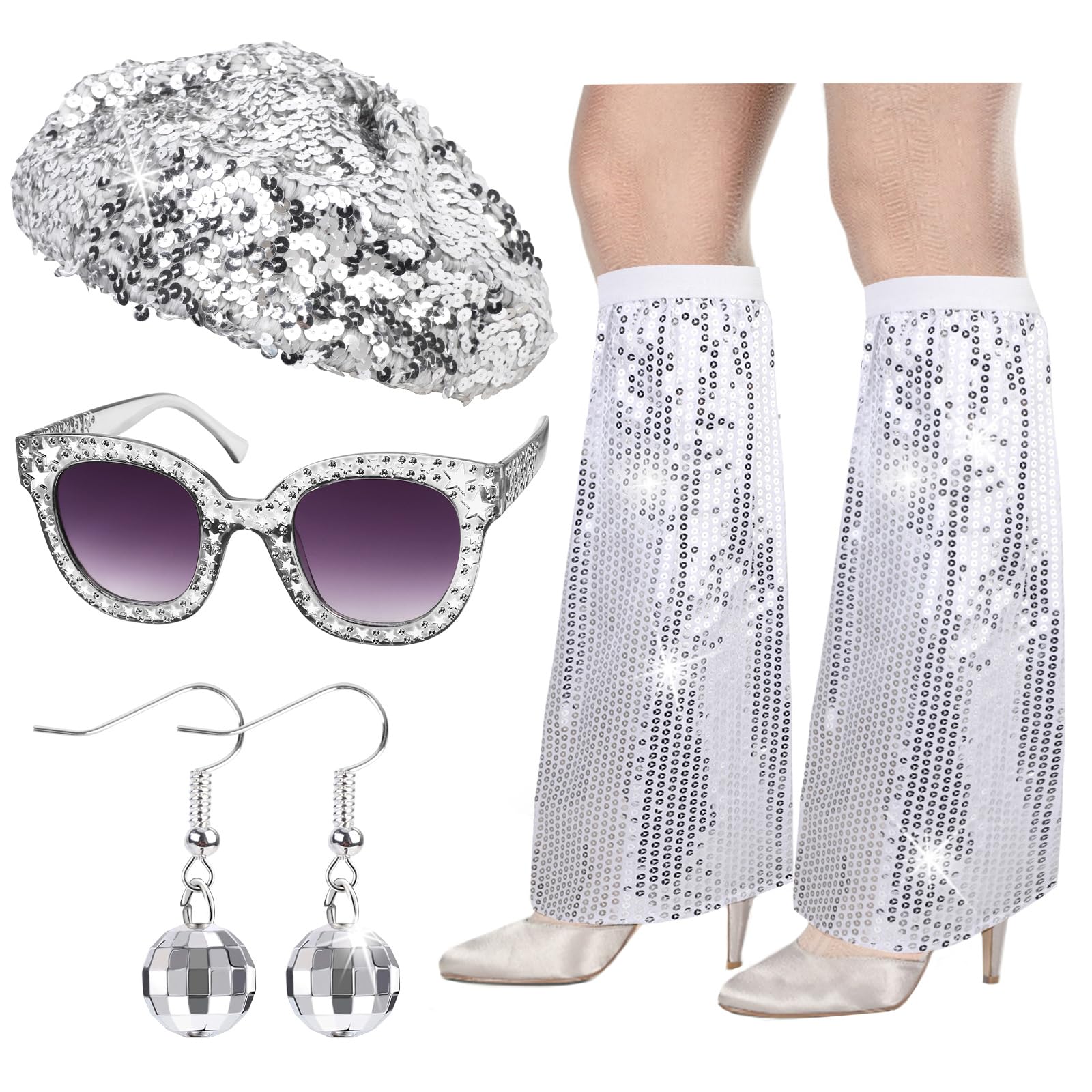 howaf-disco-1-70er-kost-m-set-brille-damen-disco-glitzer image 7