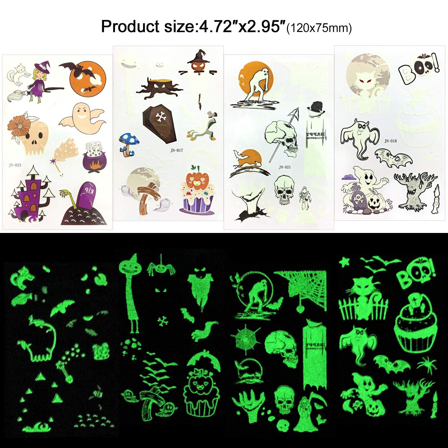 howaf-temporary-tattoos-halloween-leuchtend-kinder-15-blatt image 2