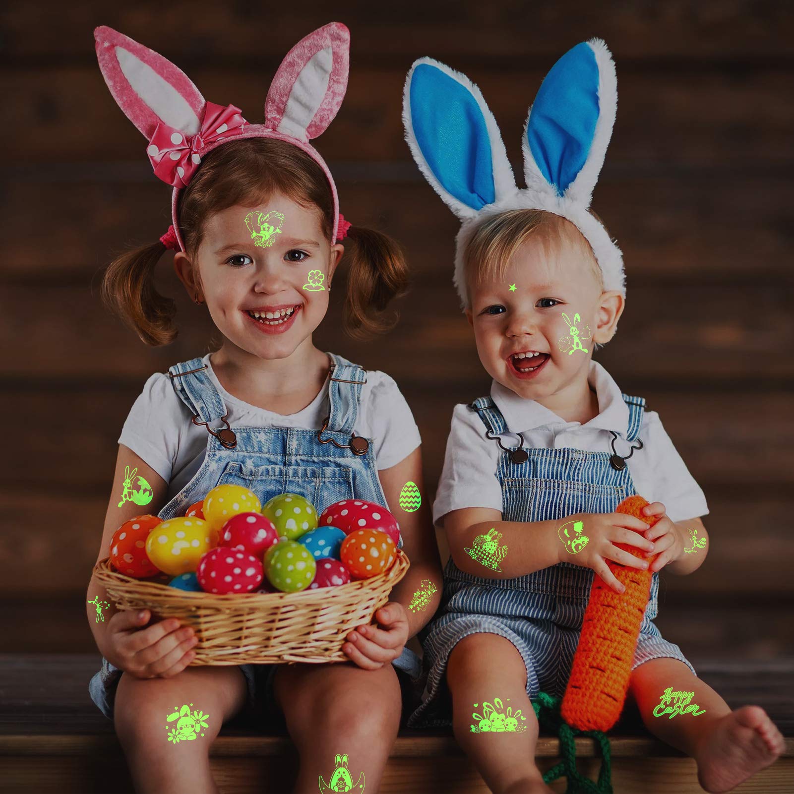 howaf-ostern-tattoos-kinder-12-bl-tter-leuchttattoos-mit-hase image 7
