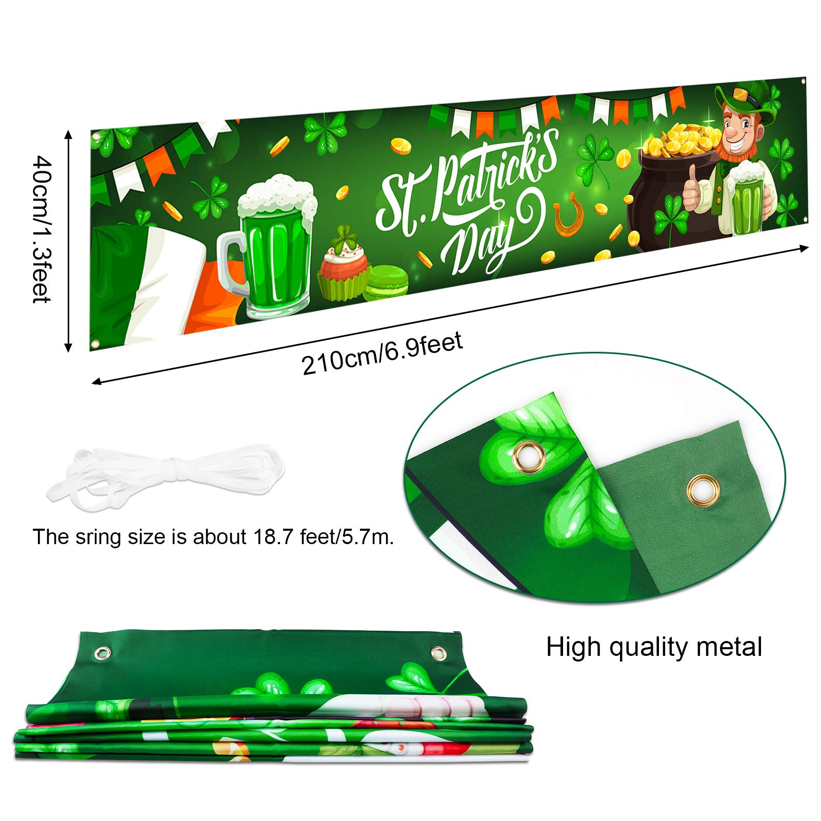 howaf-st-patricks-day-banner-stoff-210x40cm-kleeblatt-gr-n image 2