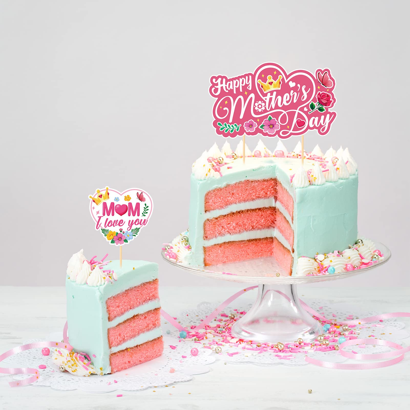 howaf-muttertag-tortendeko-25tlg-cake-topper-floral-beste-mama image 5