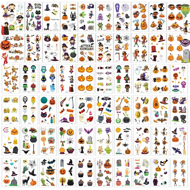 howaf-halloween-tattoo-kinder-60-bl-tter-wasserdicht image 1