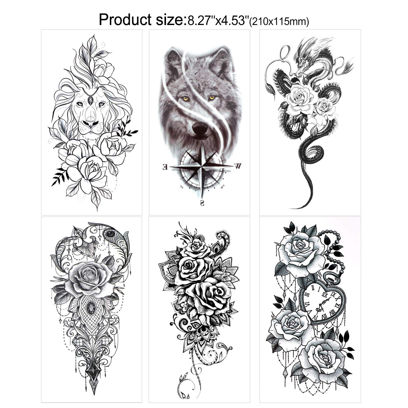 howaf-temporary-tattoos-schwarz-rose-blume-50-blatt-wasserdicht image 4