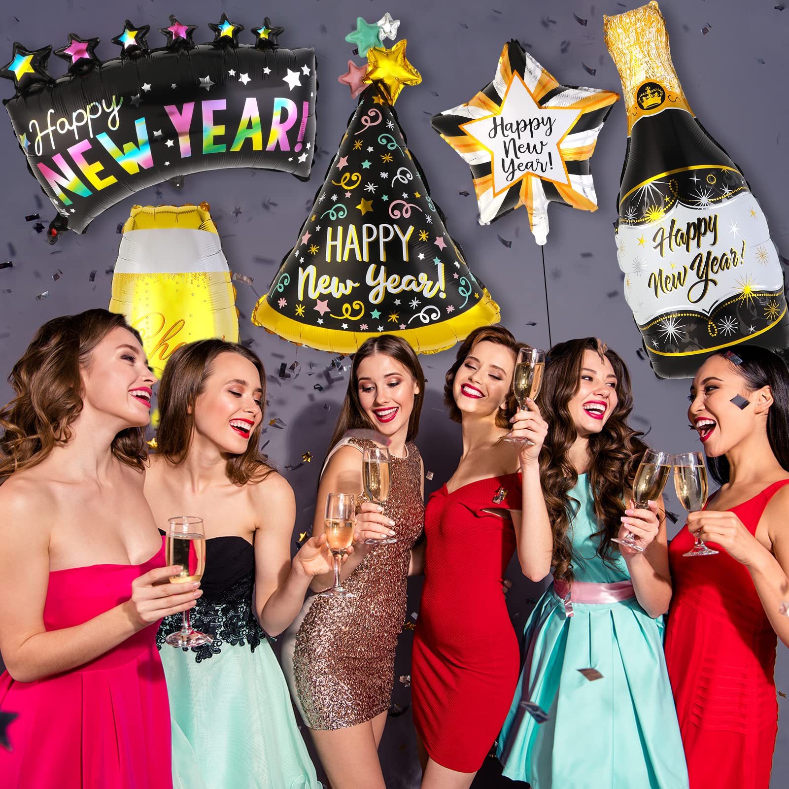 howaf-silvester-deko-2027-folienballons-8er-set-schwarz-gold image 5