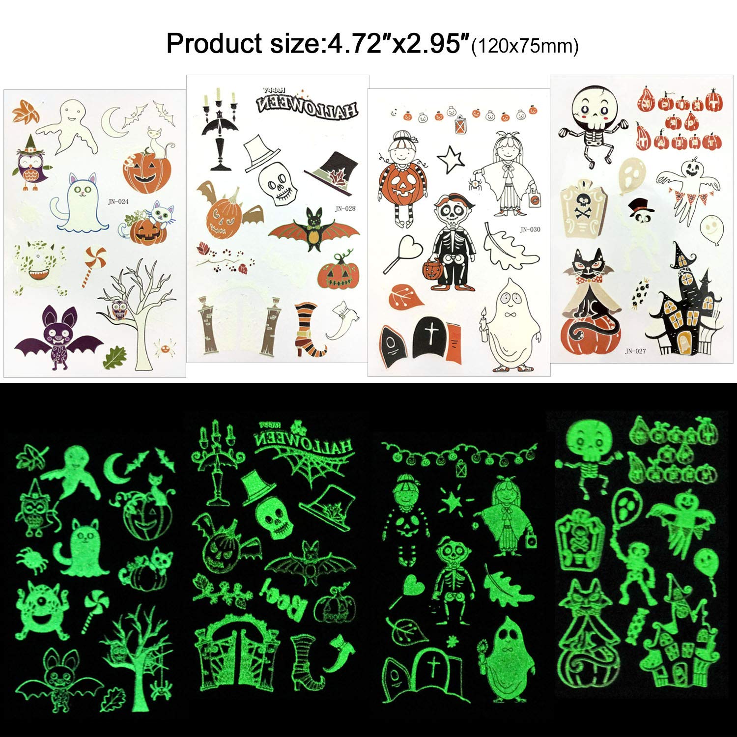 howaf-temporary-tattoos-halloween-leuchtend-kinder-15-blatt image 3