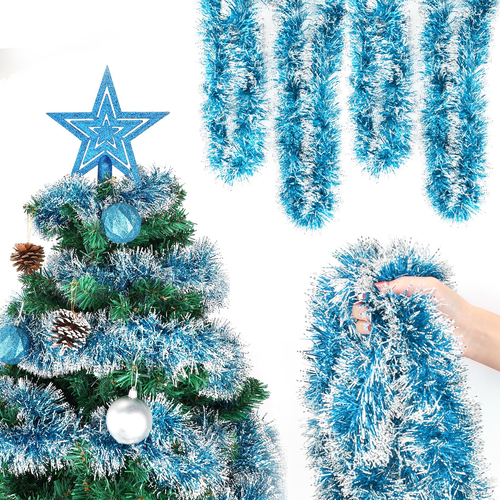 howaf-weihnachtsgirlande-wei-schneeflocken-6x2m-lametta image 8