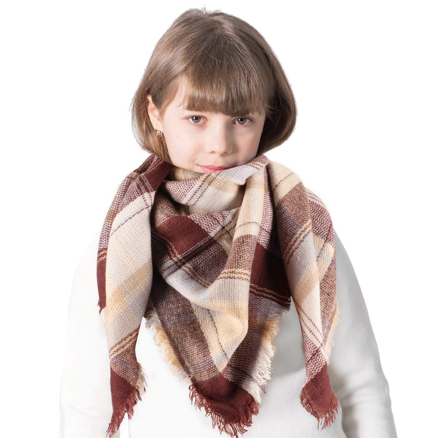 tacobear-schal-kinder-kariert-beige-kaffee-warm image 2