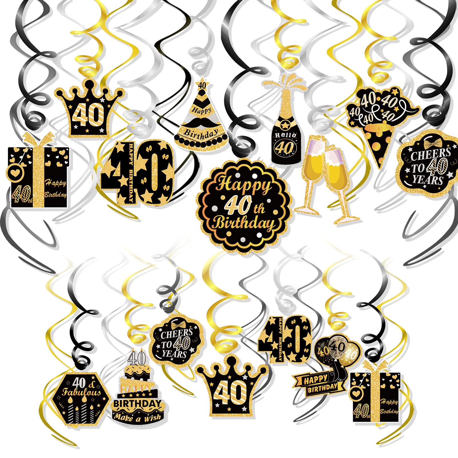 howaf-40-geburtstag-h-ngedeko-deckenh-nger-30-st-ck-schwarz-gold image 1