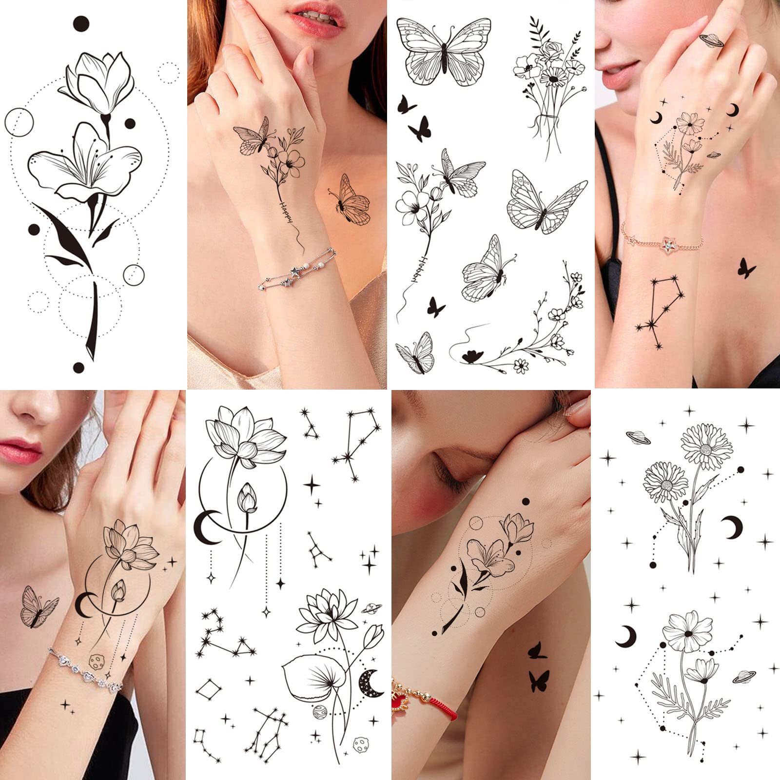 howaf-temporary-tattoos-klebetattoos-30-blatt-schwarz-schmetterling image 7