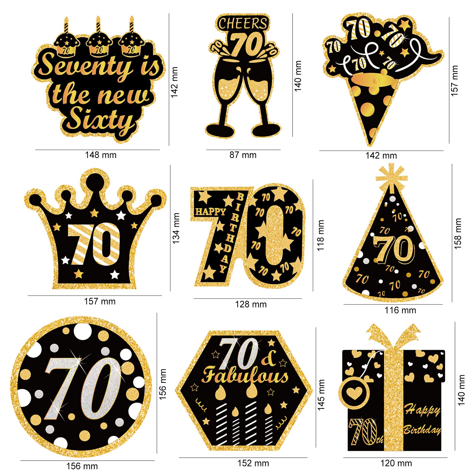 howaf-70-geburtstag-h-ngedeko-deckenh-nger-30-st-ck-schwarz-gold image 2