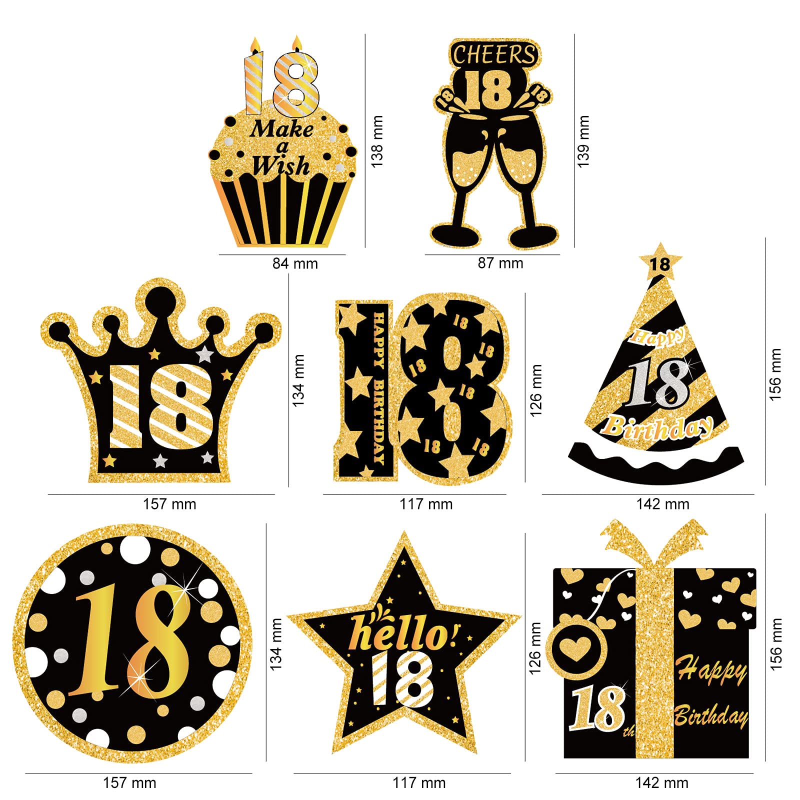 howaf-18-geburtstag-h-ngedeko-deckenh-nger-30-st-ck-schwarz-gold image 2