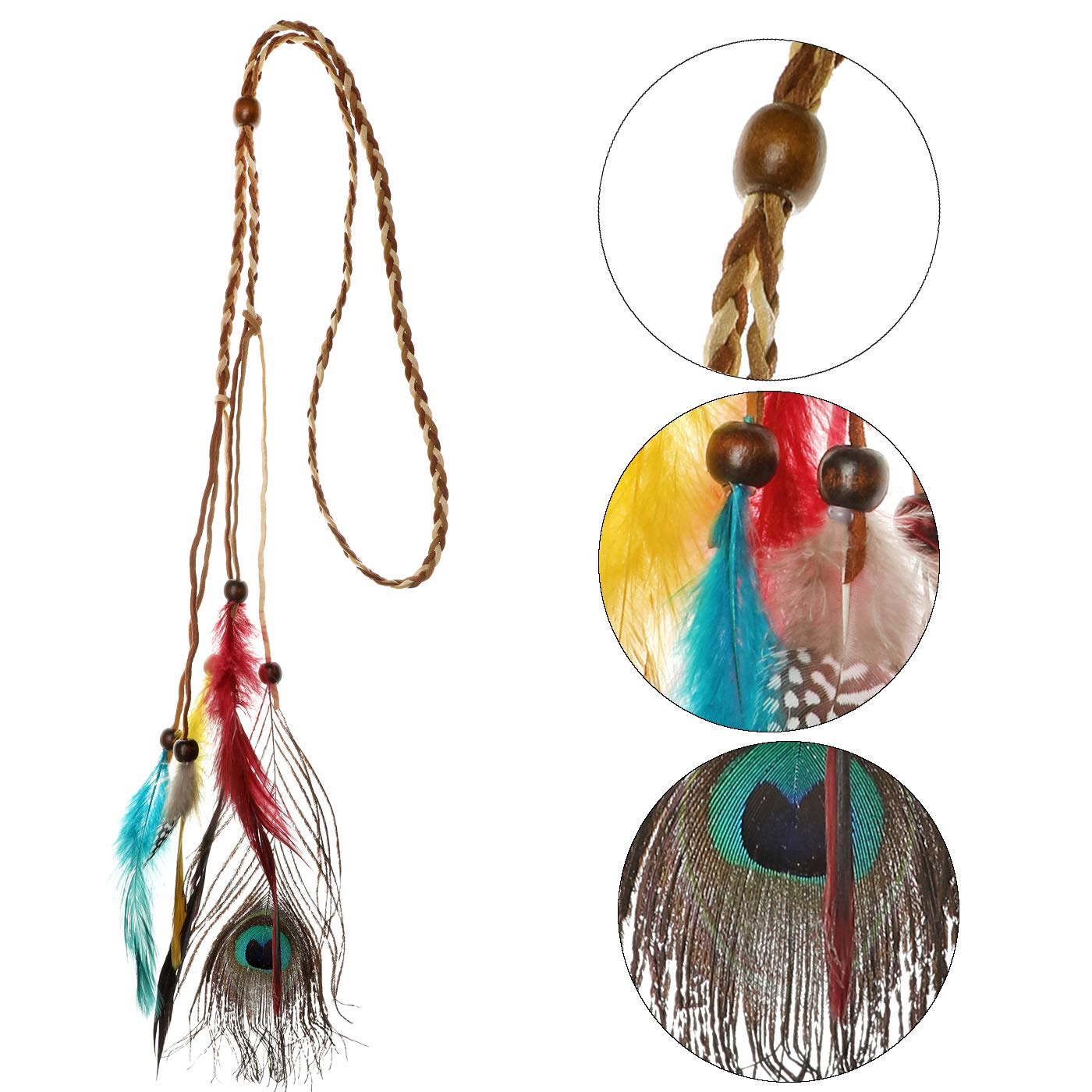 howaf-indianer-kopfschmuck-damen-stirnband-federn-boho-set image 3