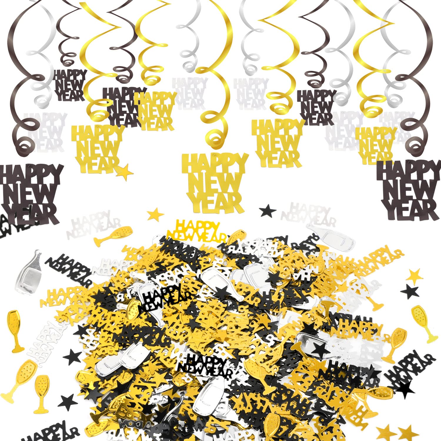 howaf-silvester-deko-2027-deckenh-nger-spiralen-15tlg-schwarz-gold image 1