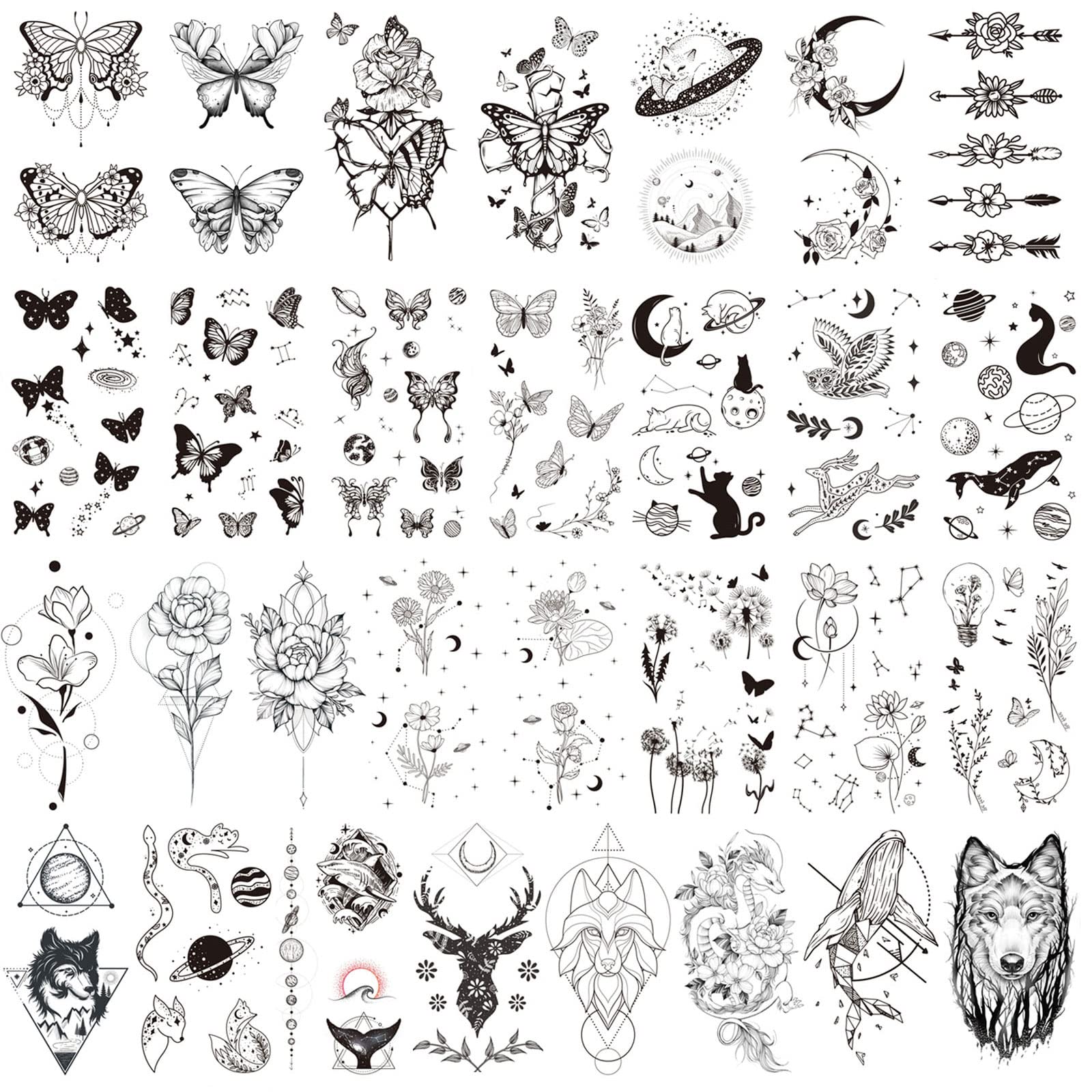 howaf-temporary-tattoos-klebetattoos-30-blatt-schwarz-schmetterling image 1
