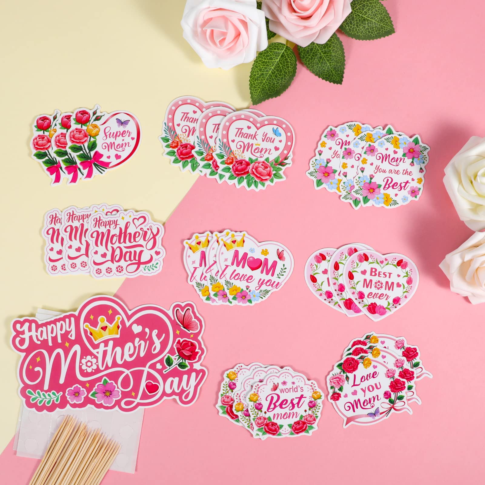howaf-muttertag-tortendeko-25tlg-cake-topper-floral-beste-mama image 7