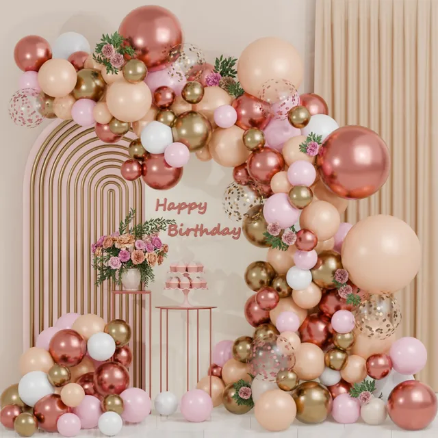 qifu-ballon-girlande-rosa-114-teilig-ballonbogen-rosegold image 1