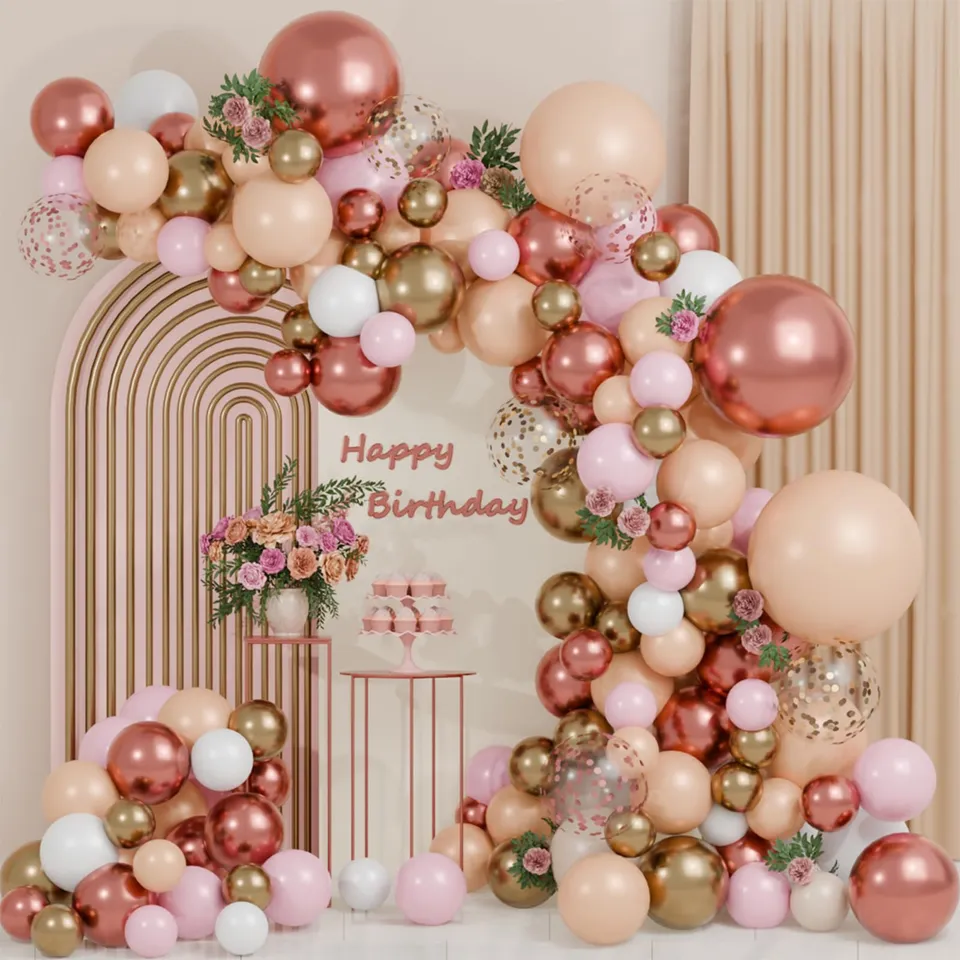 qifu-ballon-girlande-rosa-114-teilig-ballonbogen-rosegold image 1