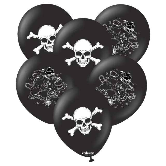 kalisan-party-theme-pirate-luftballons-12-zoll-25-st-ck-schwarz image 1