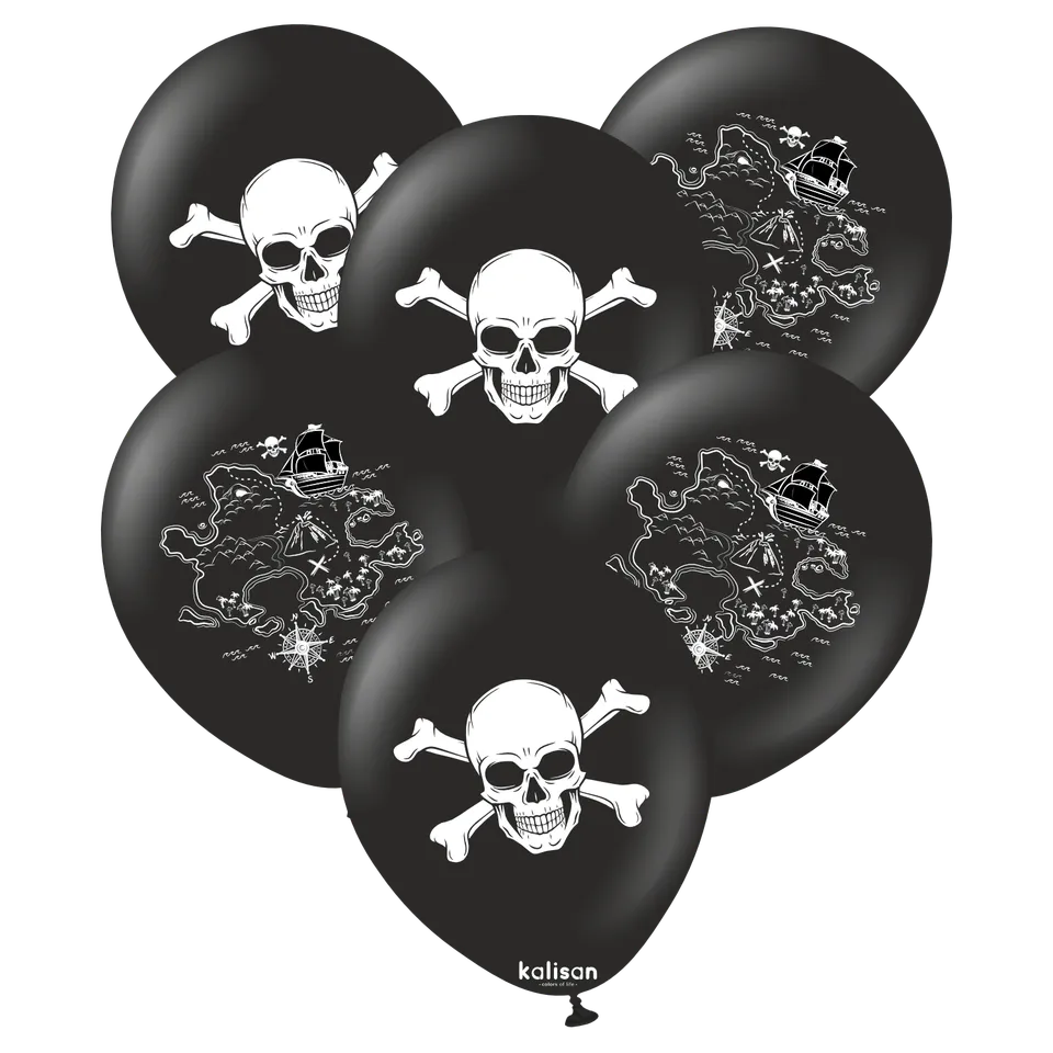 kalisan-party-theme-pirate-luftballons-12-zoll-25-st-ck-schwarz image 1