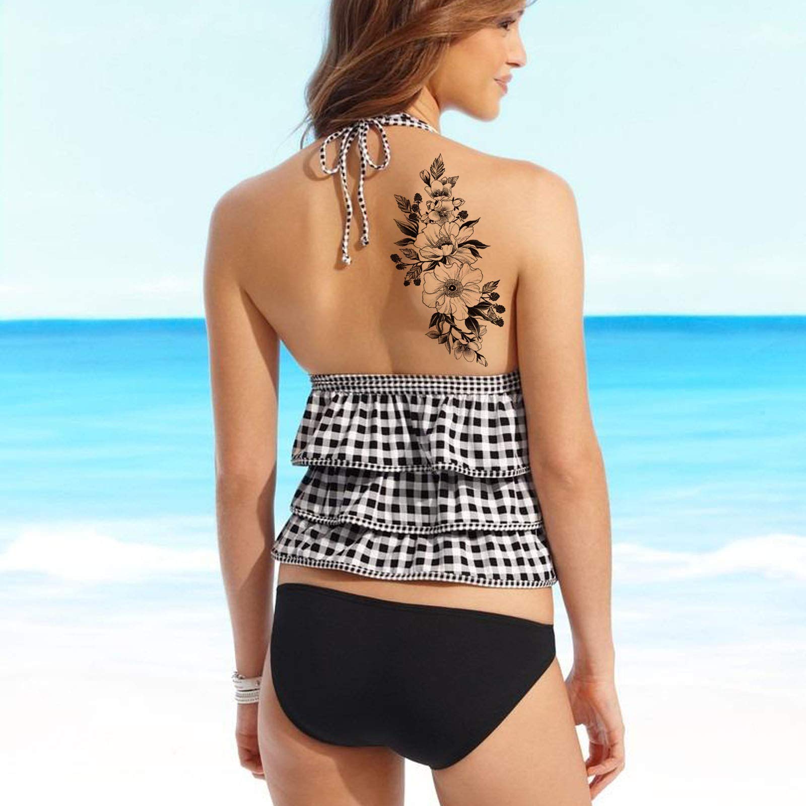 howaf-tempor-re-tattoos-schwarze-rose-15-bl-tter-wasserdicht image 5