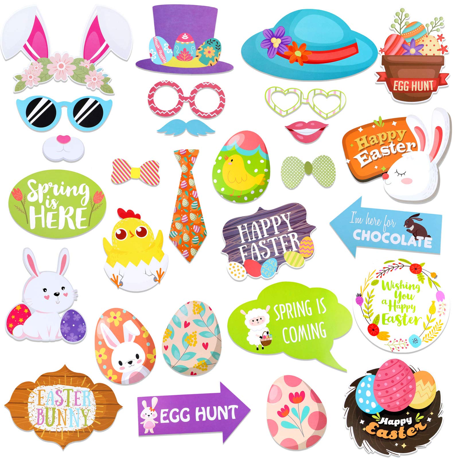 howaf-ostern-photo-booth-props-fotorequisiten-28-teilig-bunt image 2