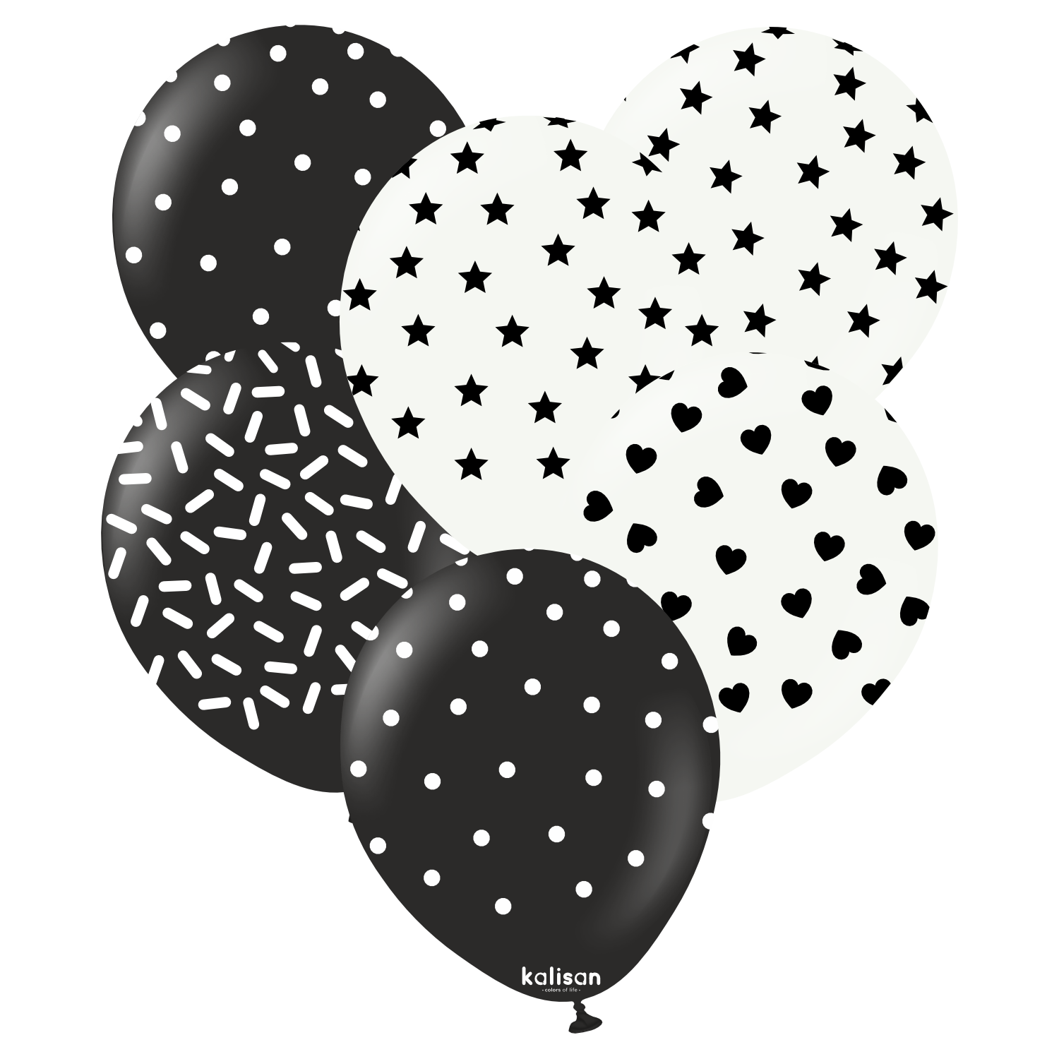 kalisan-party-theme-pattern-collection-luftballons-schwarz-wei-25-st-ck image 1