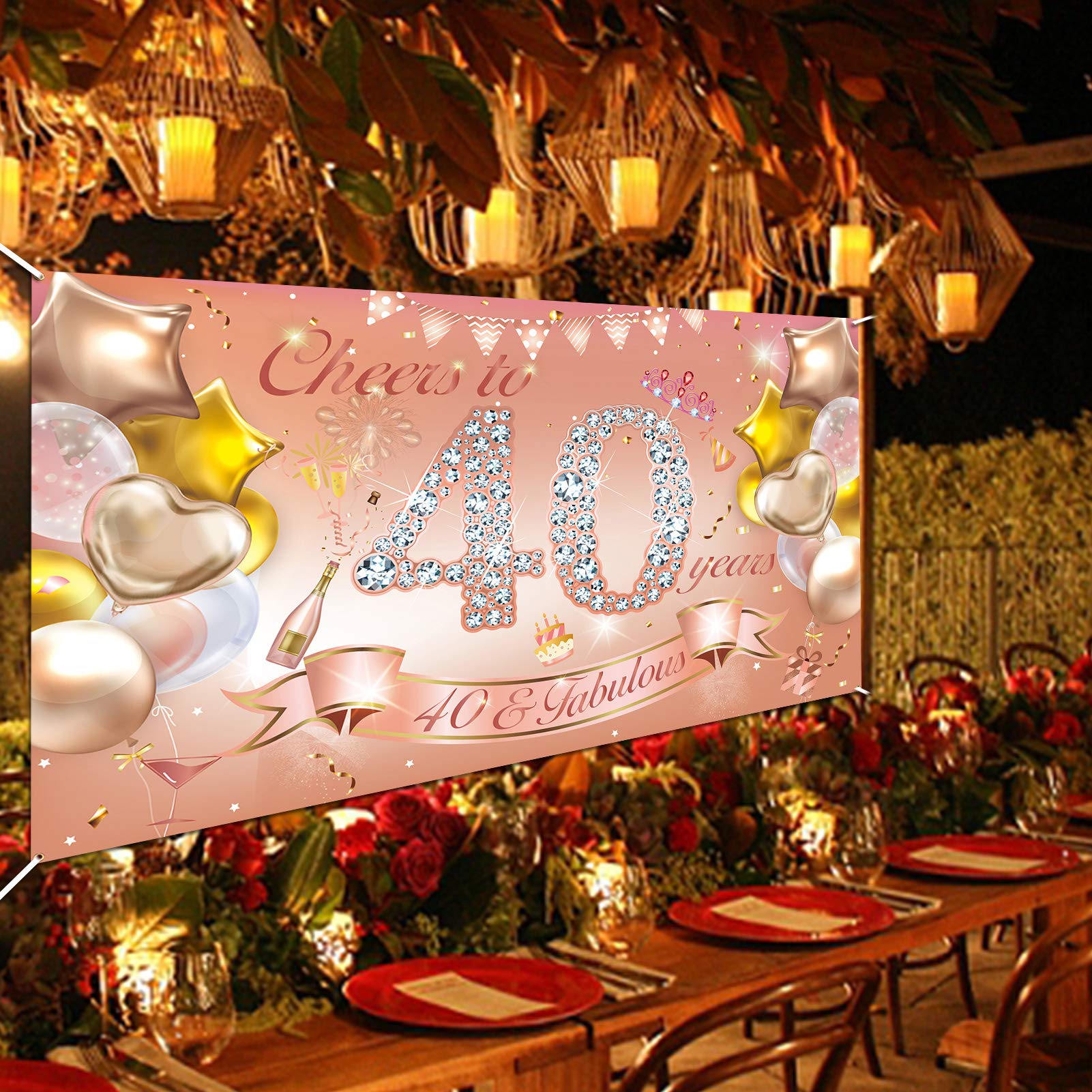 howaf-frau-40-geburtstag-banner-stoff-ros-gold-185-cm image 7