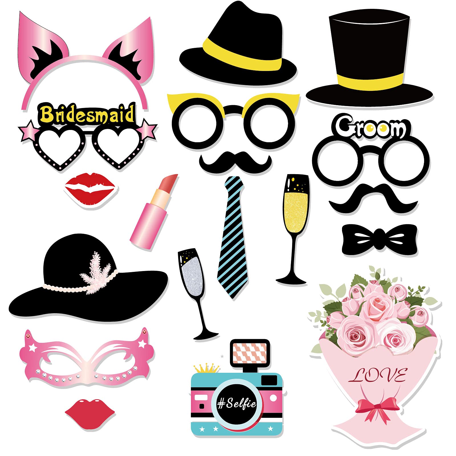 howaf-photo-booth-props-fotobox-requisiten-43-tlg-ros-gold-hochzeit image 3