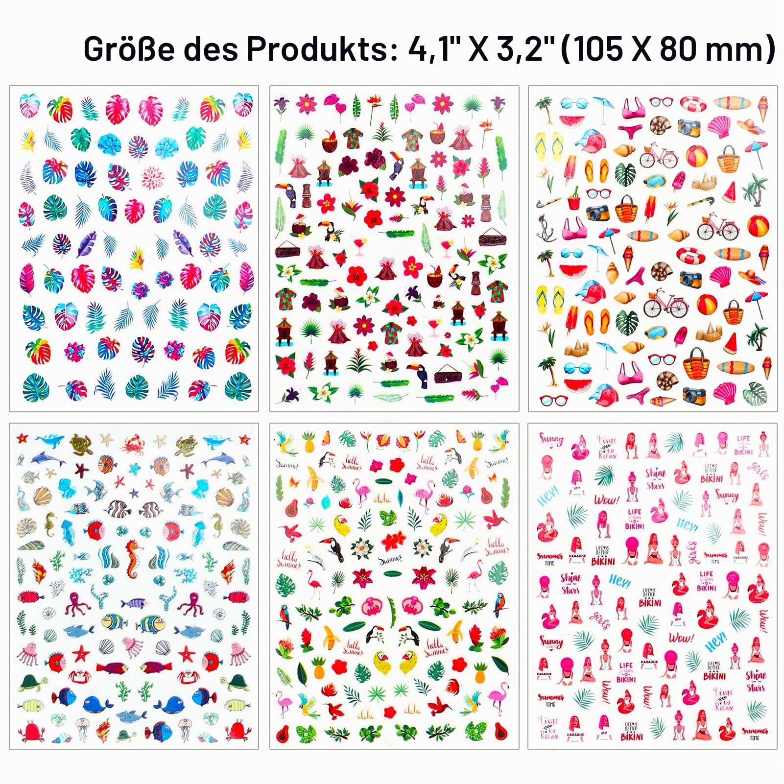 howaf-nagel-sticker-sommer-1200-hawaii-3d-nail-art-12-blatt image 2