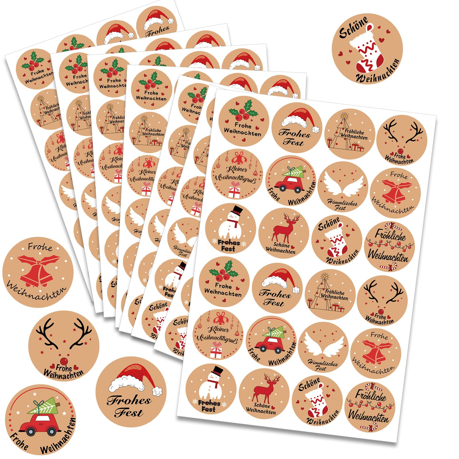howaf-weihnachtsaufkleber-rund-192-st-ck-selbstklebend-4cm image 1