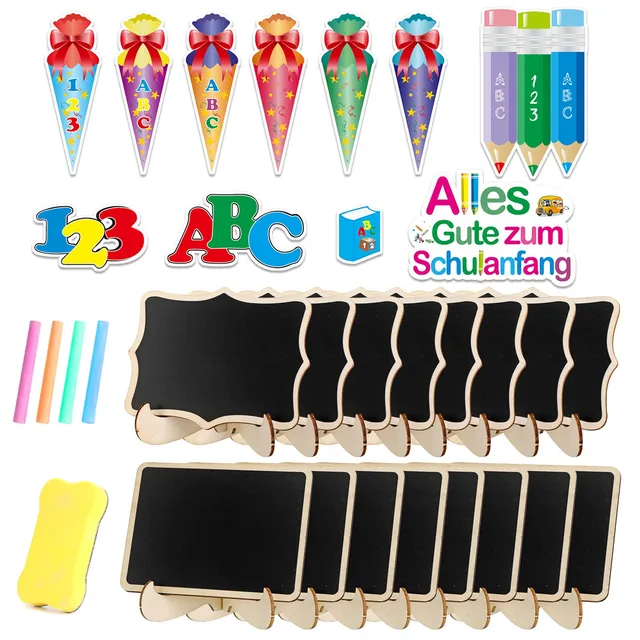 howaf-einschulung-deko-set-konfetti-mini-tafel-42-st-ck-schulanfang image 1