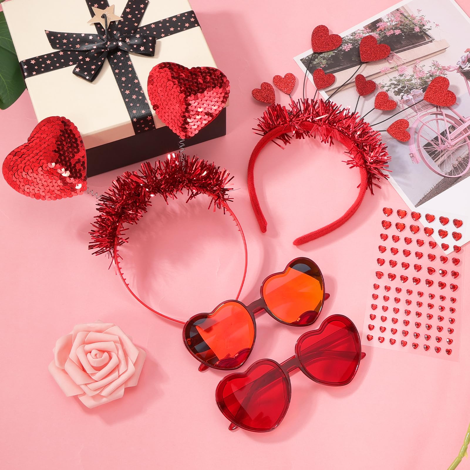 howaf-herz-haarreif-set-herzbrille-valentinstag-rot image 4
