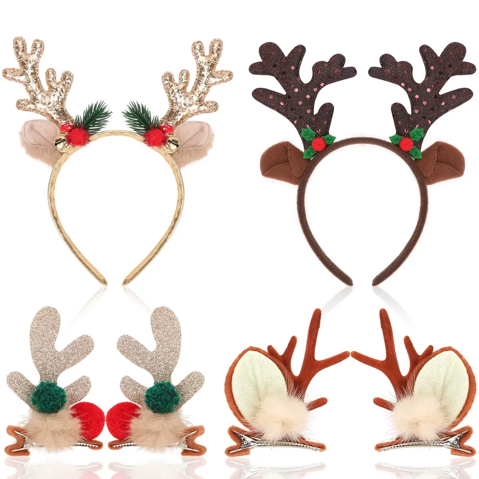 howaf-rentier-haarreif-gold-weihnachts-haarschmuck-4-tlg-geweih image 1