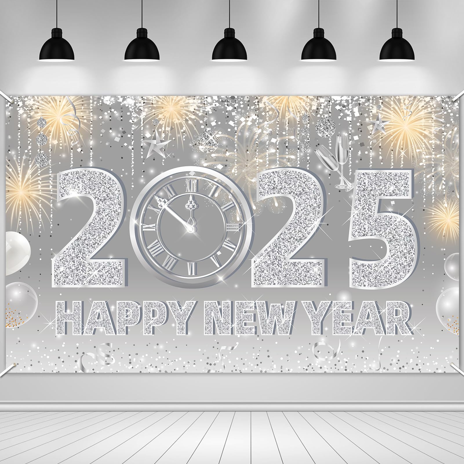 howaf-silvester-deko-banner-2025-silber-185x110cm-happy-new-year image 1