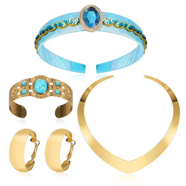 howaf-prinzessin-kost-m-schmuck-set-gold-krone-damen image 1