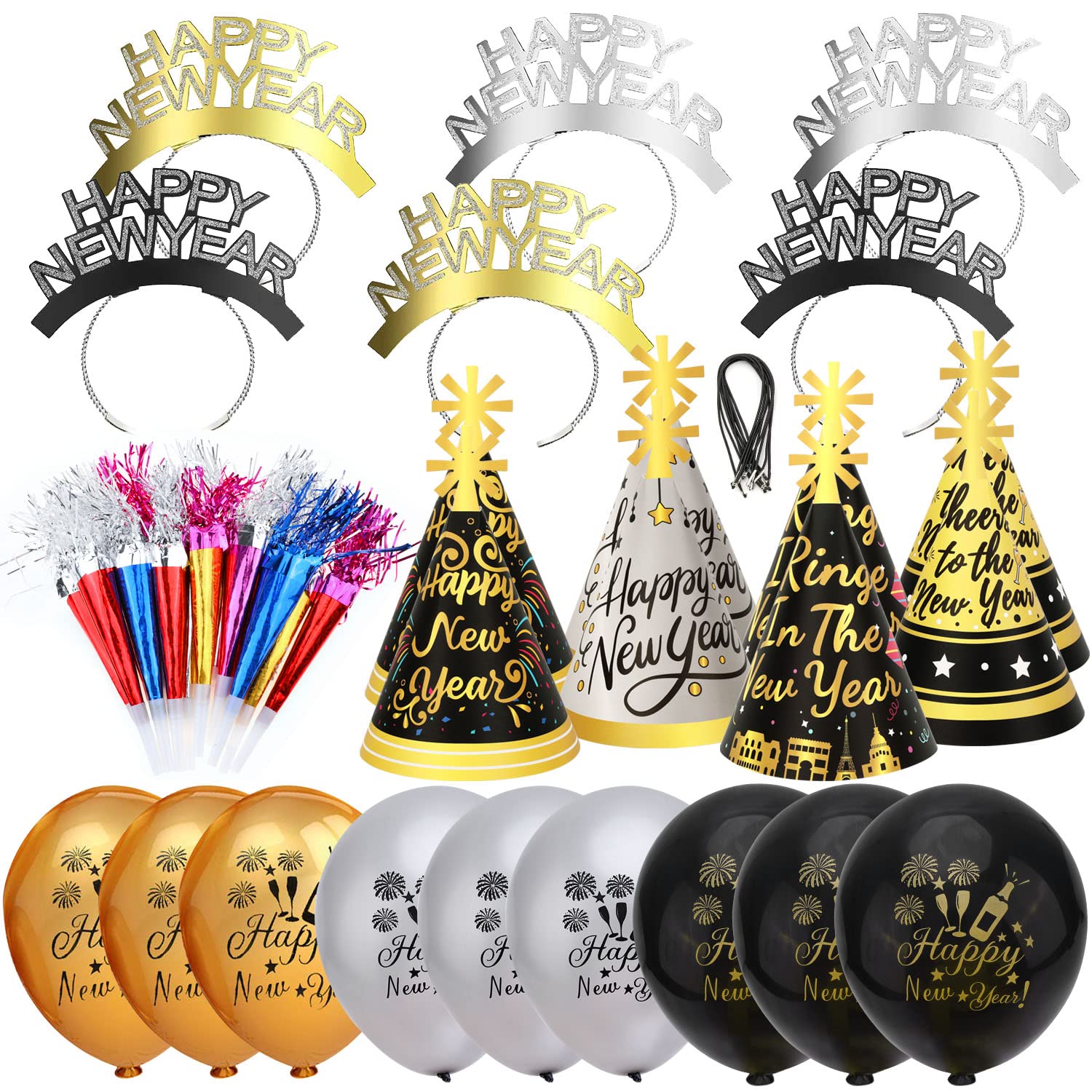 howaf-silvester-deko-set-43-tlg-gold-schwarz-silber image 1