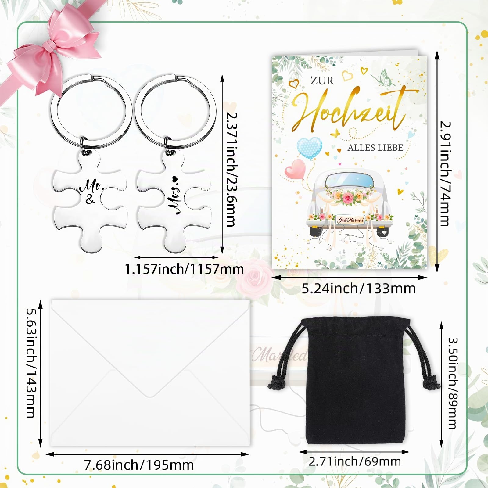 howaf-hochzeitskarte-mit-mr-mrs-schl-sselanh-nger-1-stk image 3