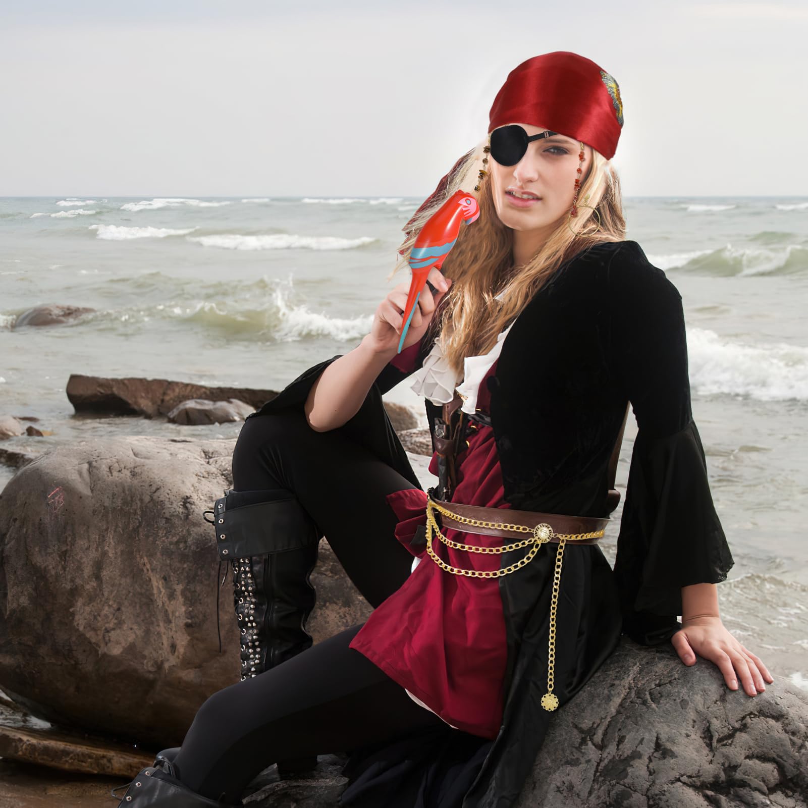 howaf-piratenkost-m-damen-rot-accessoire-set-fasching image 6