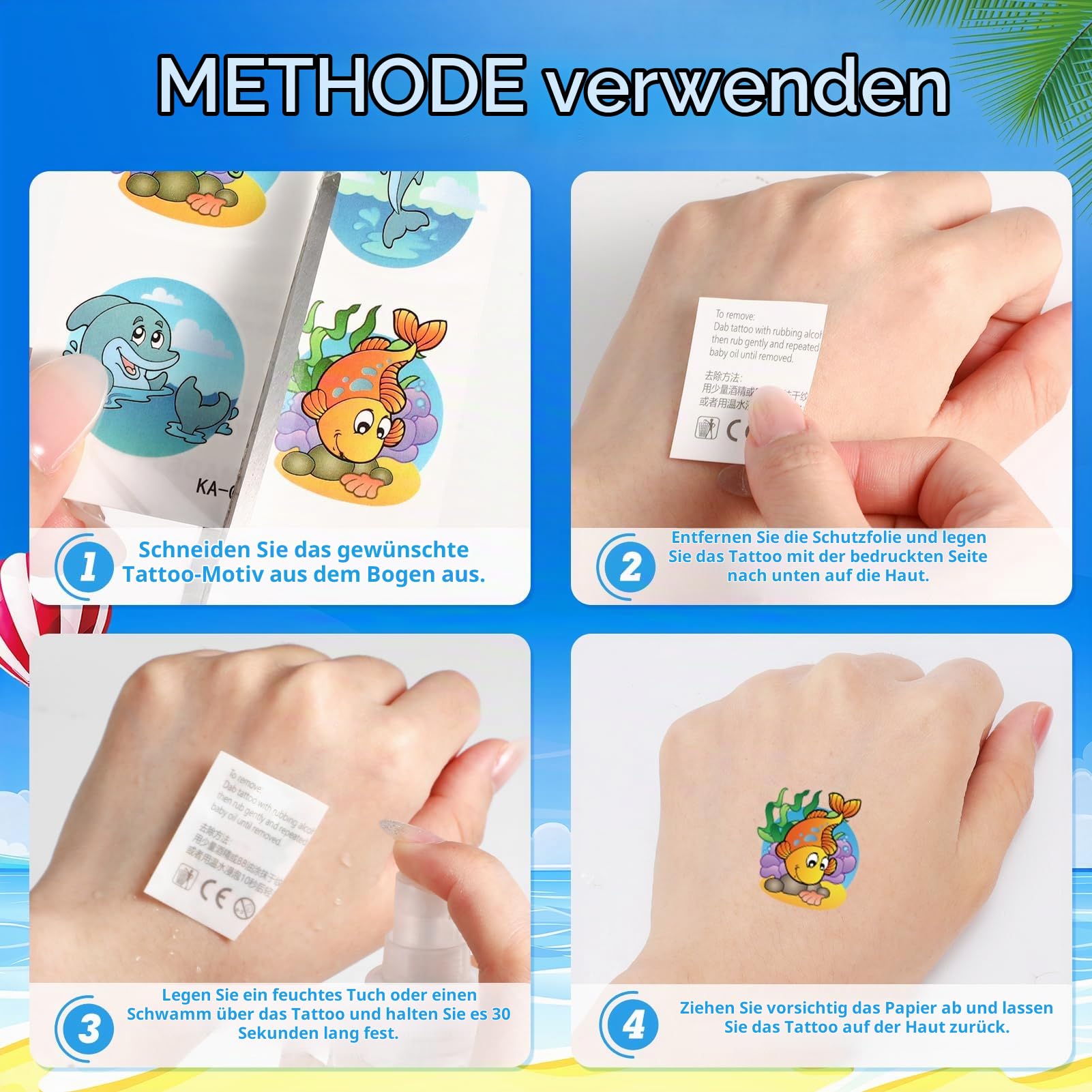 howaf-tempor-re-tattoos-kinder-30-blatt-einhorn-dino-pirat image 7
