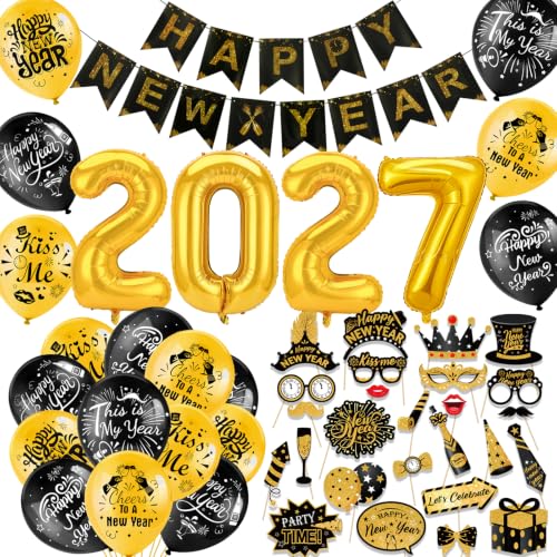 howaf-silvester-deko-2027-schwarz-gold-53tlg-ballons-girlande image 8