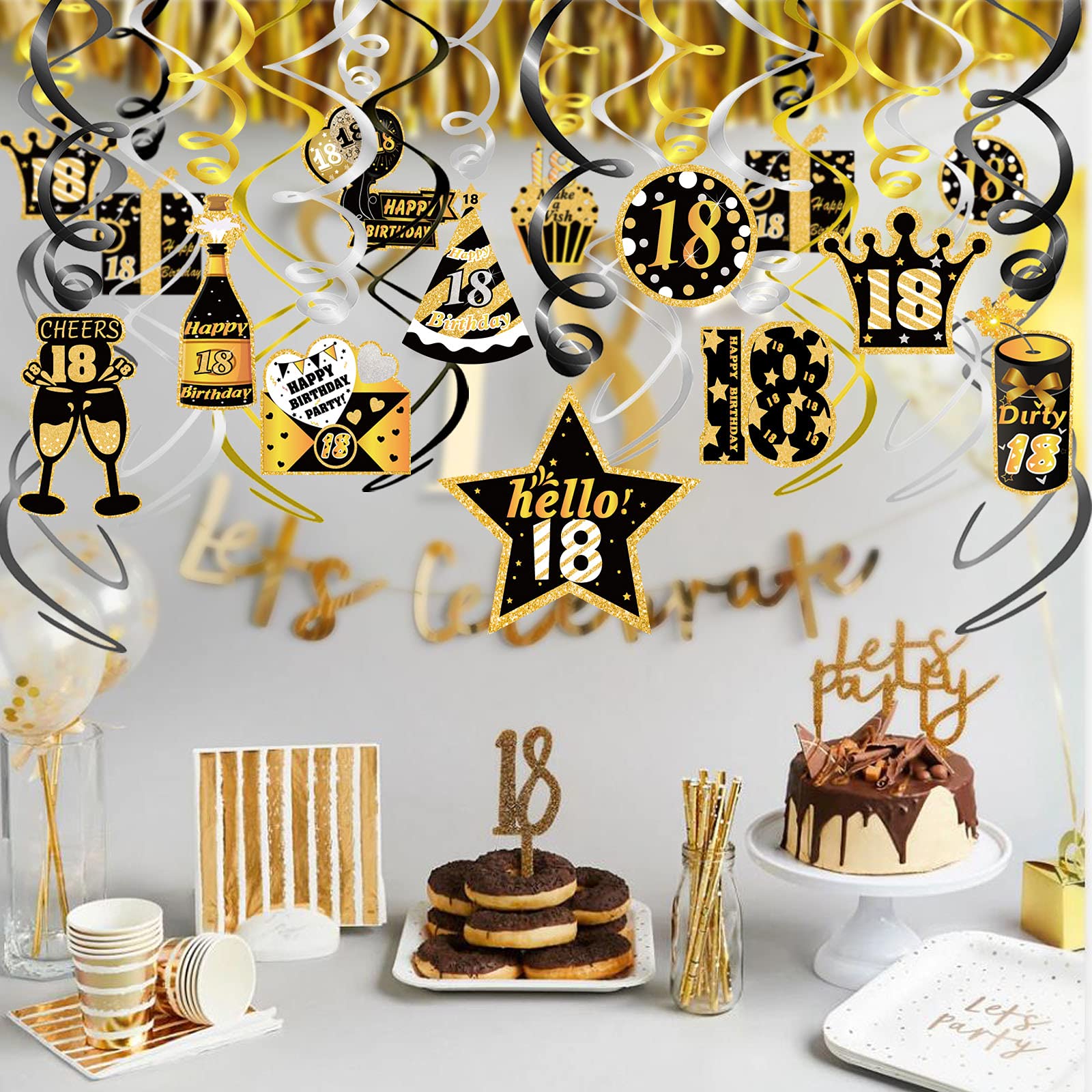 howaf-18-geburtstag-h-ngedeko-deckenh-nger-30-st-ck-schwarz-gold image 5
