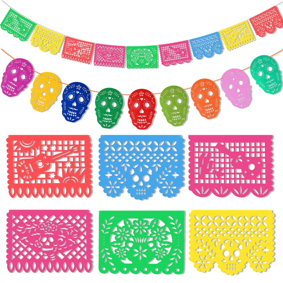 howaf-papel-picado-banner-mexiko-fiesta-totenkopf-2er-set image 1